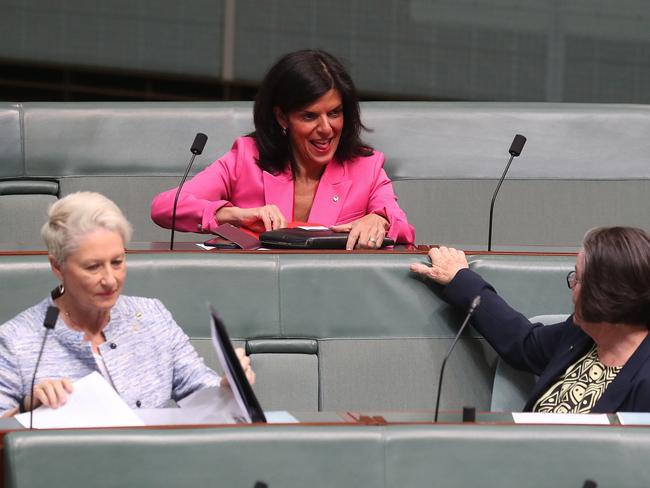 Kerryn Phelps, Julia Banks and Cathy McGowan in the House of Representatives. Picture Kym Smith