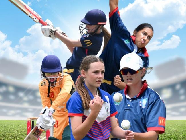 Players taking part in the 2024 under-16 female country cricket championships.