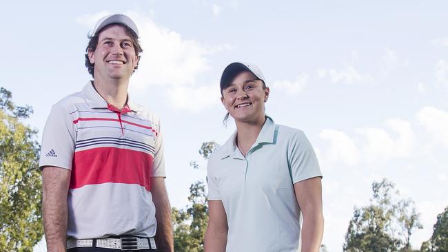 Tennis champ Ash Barty with boyfriend Garry Kissick at Brookwater golf course in Springfield, where she grew up.