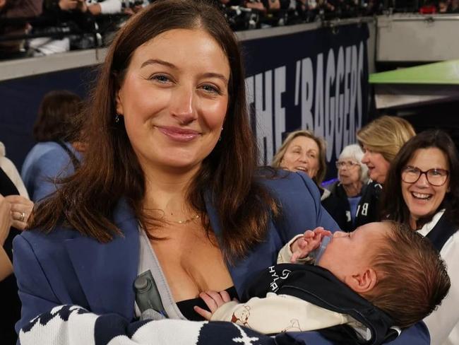 Patrick Cripps’ wife Monique brings their newborn to her first match at the MCG.