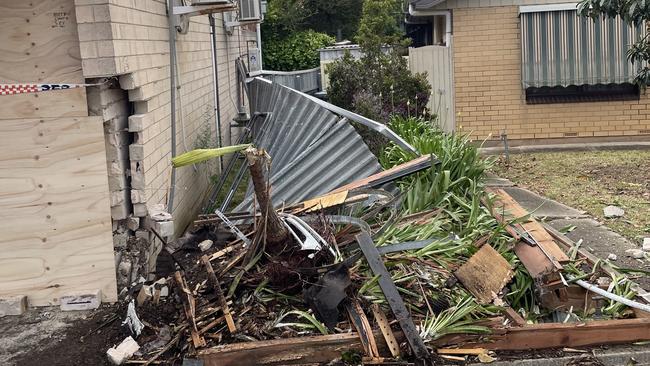 Nearby residents told The Advertiser they heard a loud bang in the middle of the night and were confronted with the trail of destruction. Picture: Ben Brennan