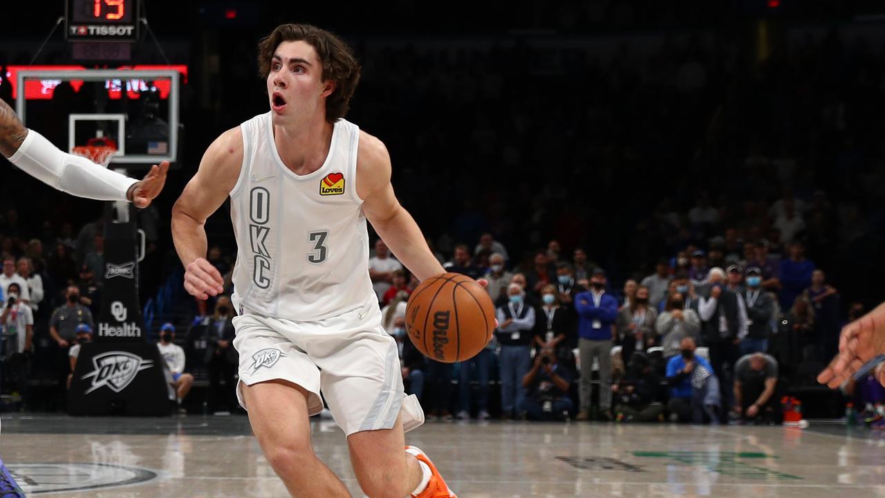 Josh Giddey earned his second NBA double-double. Picture: Zach Beeker/NBAE via Getty Images