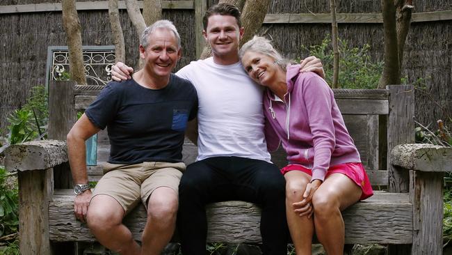 Patrick Dangerfield with his parents John &amp; Janette. Picture: Wayne Ludbey