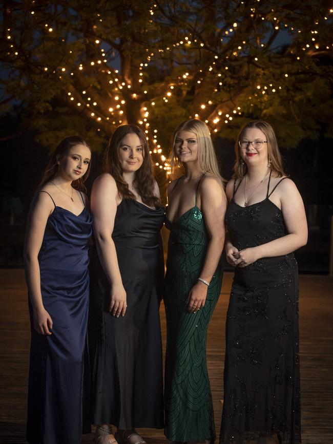 Rosny College Leavers Dinner at Glen Albyn Estate, Oliver Riboet, Kyra Benbow, Chloe Seal and Isabelle McCarthy. Picture: Chris Kidd