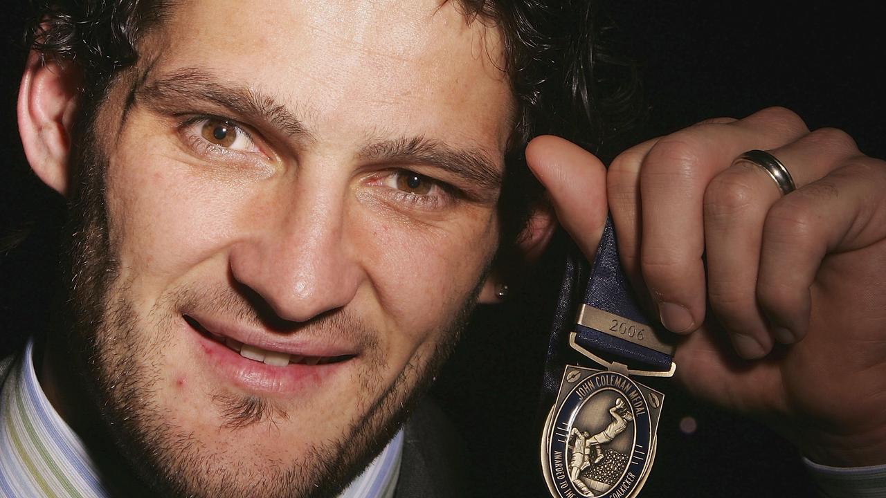 Brendan Fevola after winning the Coleman medal. Photo by Hamish Blair/Getty Images.