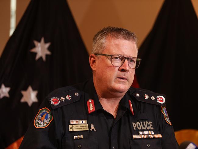 The NT Chief Minister Michael Gunner speaks at a media conference. Picture: Glenn Campbell