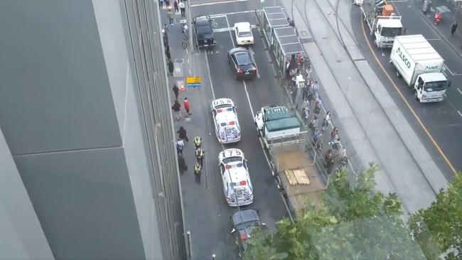 Police response at Flagstaff Station. Picture: Twitter/Sam Parry @sam266