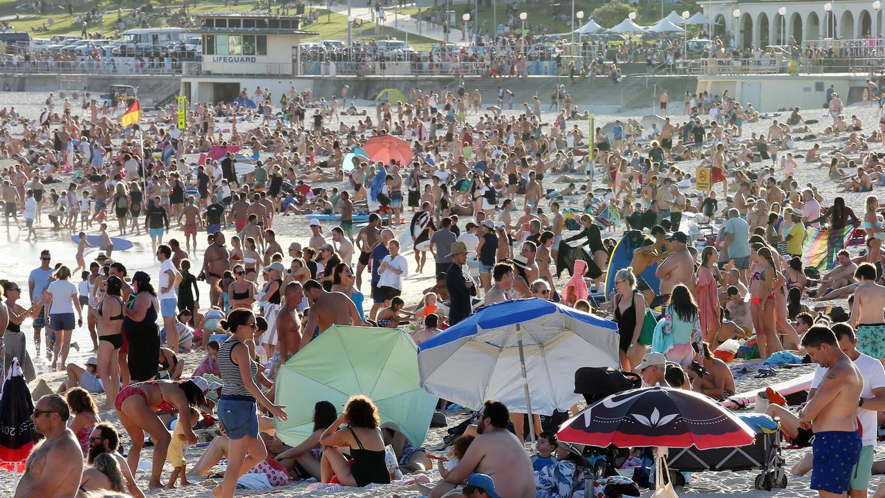 Bondi Beach during the very first stage of restrictions on mass public gatherings. Picture: AAP