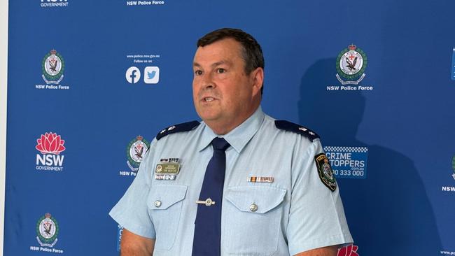 ]Detective Superintendent Tim Beattie speaking on Monday. Picture: Dylan Arvela