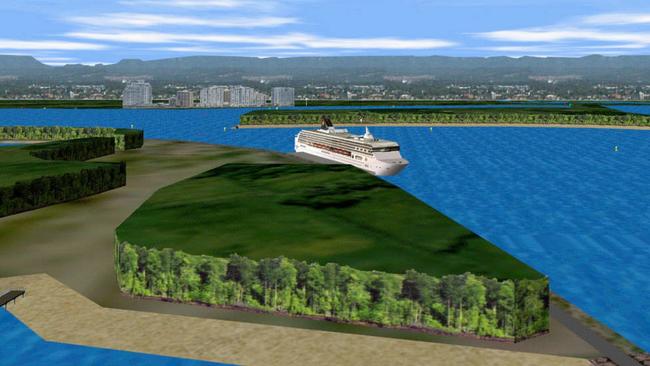 A 2006-era artist impression of the proposed Gold Coast cruise ship terminal.