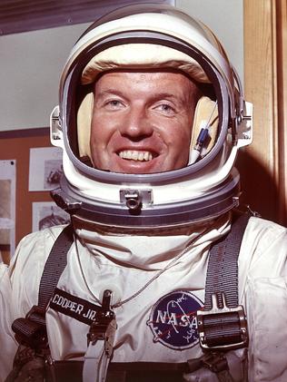 JULY 1965 : Astronaut Gordon Cooper is shown in his space suit, 07/65. Space