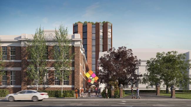 Artistic render of reUNION Precinct, Red Panda Property Group's $65-70m redevelopment of Launceston's defunct TasTAFE building on Wellington St. Picture: Red Panda Property Group