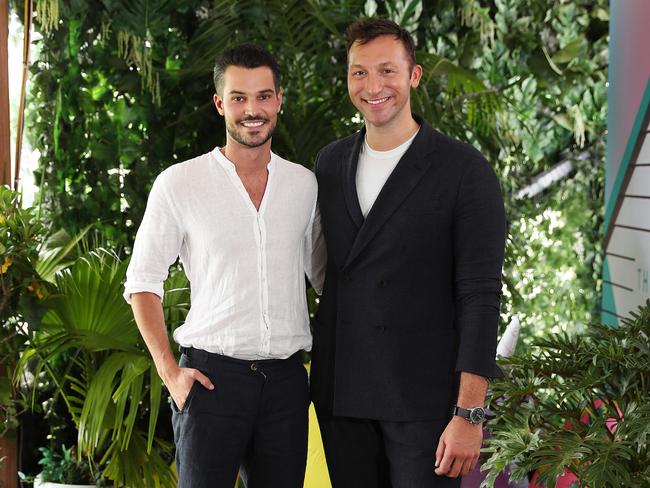 Ian Thorpe and his partner Ryan Channing celebrate the start of summer with a sizzling VIP outdoor event at Sky Terrace rooftop bar at the The Star in Sydney. Picture: Brett Costello