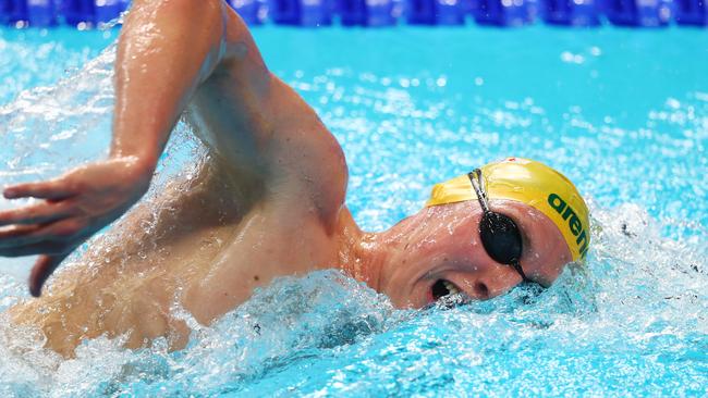 BUDAPEST, HUNGARY — JULY 30: Mack Horton of Australia competes during the Men's 1500m Freestyle Final on day seventeen of the Budapest 2017 FINA World Championships on July 30, 2017 in Budapest, Hungary. (Photo by Clive Rose/Getty Images)