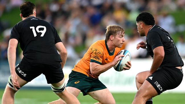 Harry McLaughlin-Phillips playing against New Zealand at the The Rugby Championship U20 event