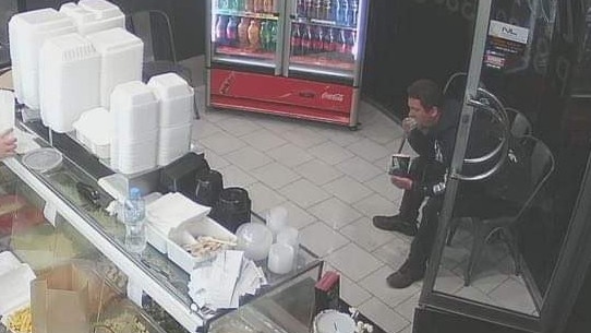 CCTV of a man allegedly eating ice cream with his hands at the Yiros King. Picture: The Yiros King