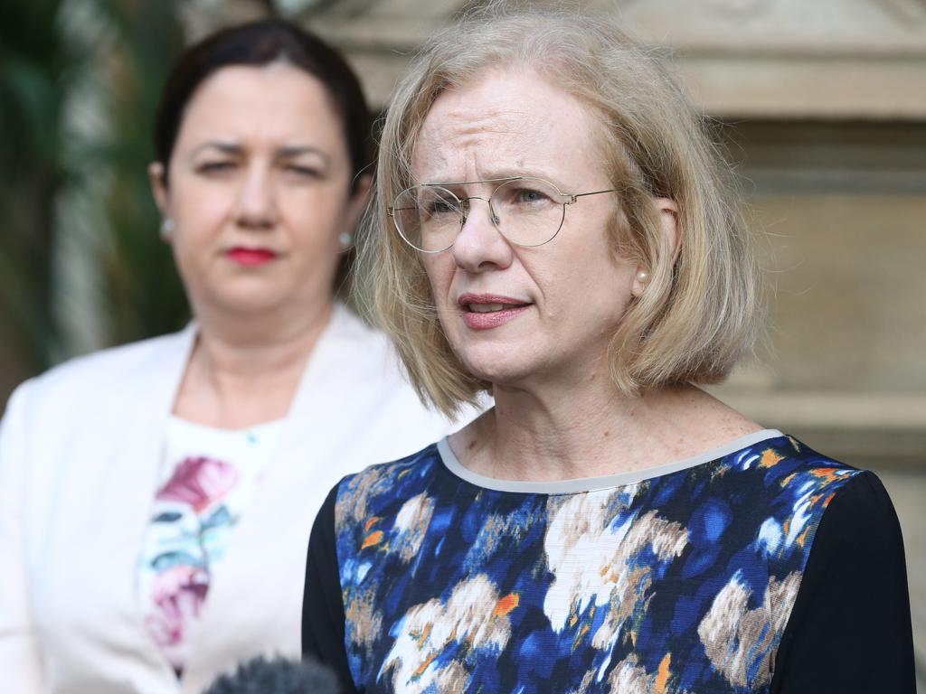 Premier Annastacia Palaszczuk and Chief Health Officer Dr Jeannette Young are standing firm on the state’s border reopening. Picture: Richard Gosling/AAP