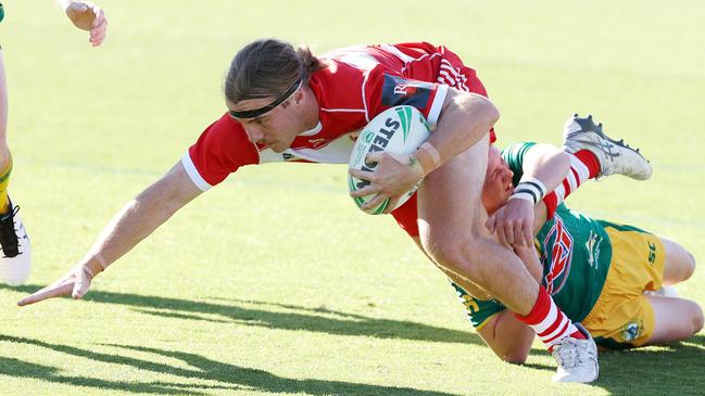 Ryan Foran from Murwillumbah in the Queensland Schoolboy Phil Hall Cup rugby league grand final between Palm Beach Currumbin SHS and St Brendan's College, Redcliffe. Picture: Liam Kidston