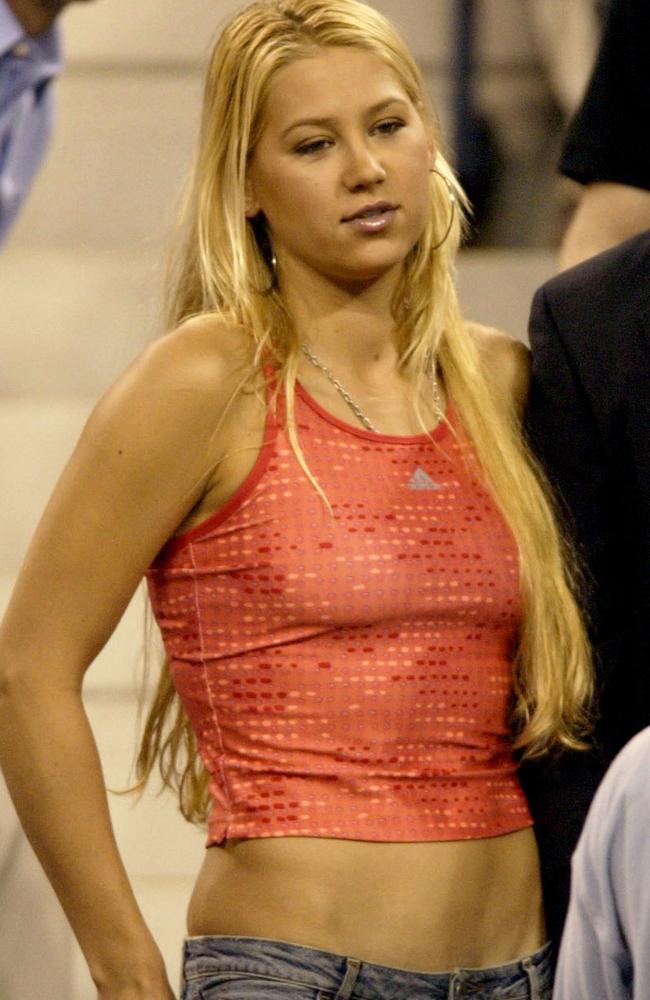 Anna Kournikova looks on from the stands while attending the US Open on August 26, 2003. Picture: Ronald Martinez/Getty Images