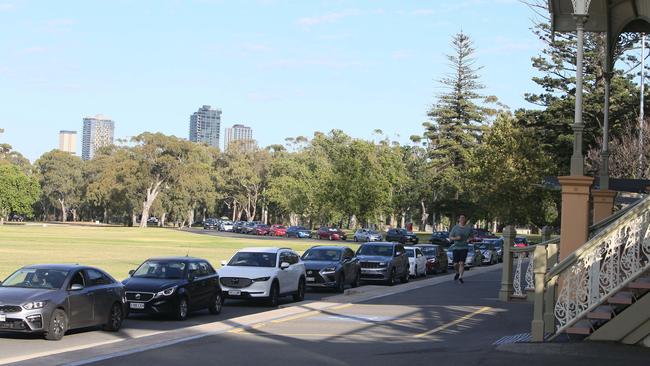 Testing lines at Victoria Park on Wednesday. Picture: Emma Brasier