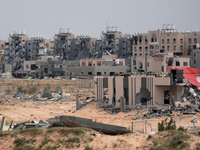 As many as 283 buried bodies were found buried in the ground at Nasser Hospital, Gaza’s largest medical complex, some covered in waste, others tied and stripped of clothes. Picture: AFP