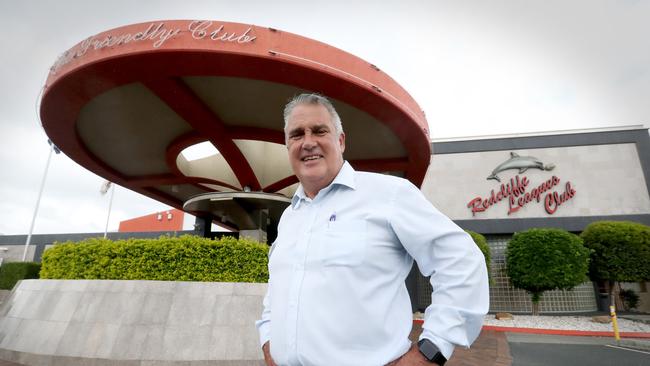 Redcliffe Leagues Club CEO Tony Murphy outside the club, which will reopen on Friday, after being closed for close to four months. Photo: Jamie Hanson