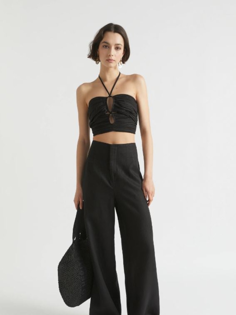 Jamie Wide Leg Trousers with Recycled Polyester Black