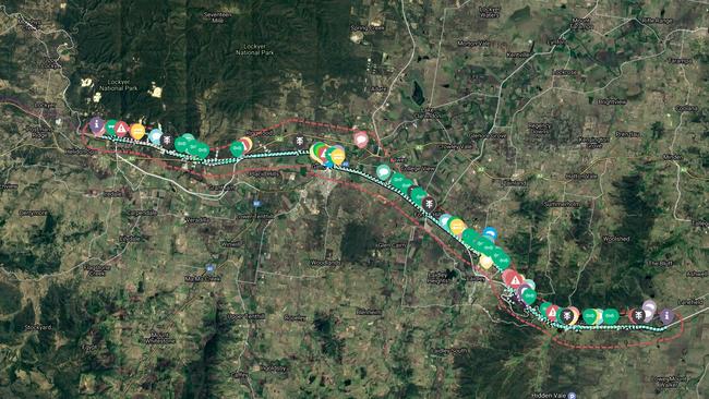 The proposed Inland Rail route from Helidon to Calvert. PHOTO: Inland Rail