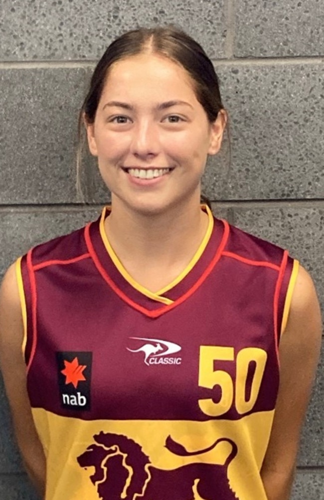 Brisbane Lions Academy winger Sophie Peters before she was picked in the AFLW draft.