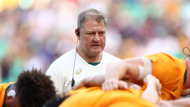 SAINT-ETIENNE, FRANCE - SEPTEMBER 17: Australia Assistant Coach Neal Hatley during the Rugby World Cup France 2023 match between Australia and Fiji at Stade Geoffroy-Guichard on September 17, 2023 in Saint-Etienne, France. (Photo by Chris Hyde/Getty Images)