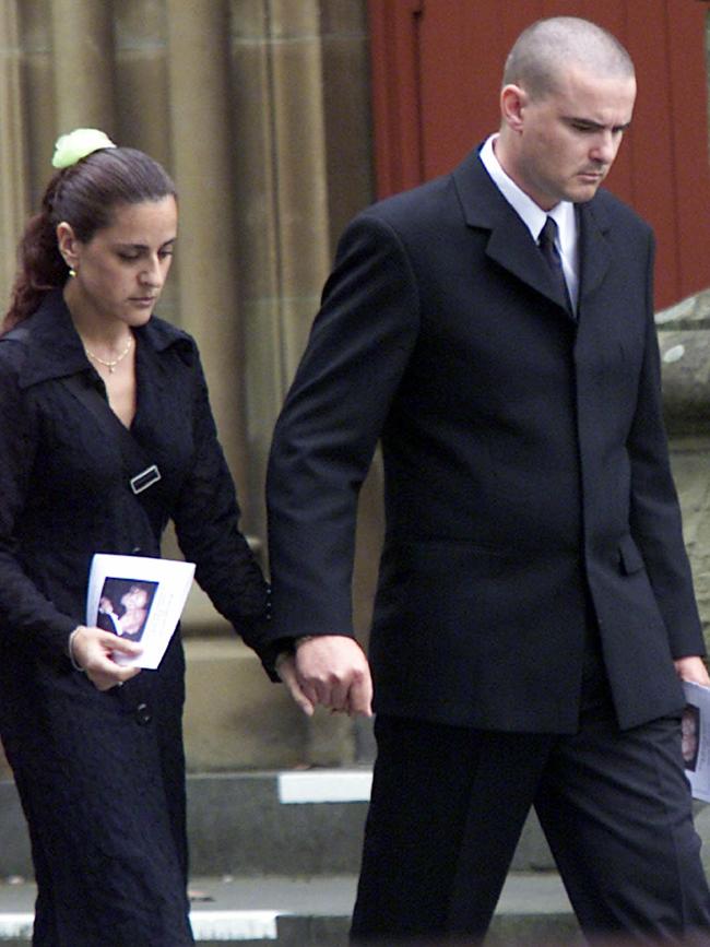 Wales with his wife Maritza at his mother’s memorial service.