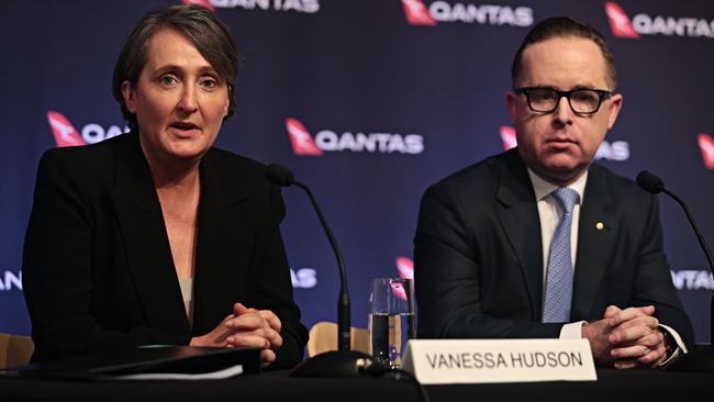 Qantas CFO Vanessa Hudson and Qantas CEO Alan Joyce in February. Picture: Adam Yip