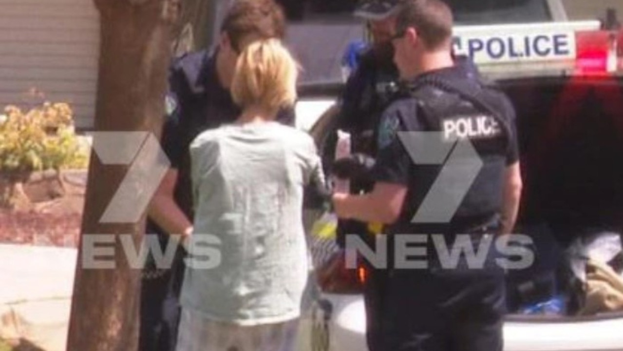 Ms Di Pinto talks with police after the alleged October 2024 attempted murder incident in Adelaide. Picture: 7News