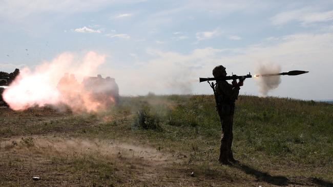 A Ukrainian serviceman fires a rocket launcher during a military training exercise not far from front line in Donetsk region on June 8, 2023.Picture: Anatolii Stepanov / AFP.