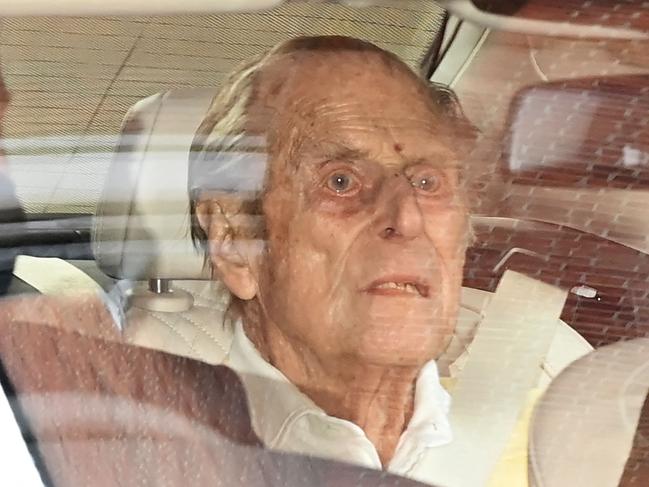 Prince Philip, Duke of Edinburgh leaves King Edward VII's Hospital in central London. Picture: AFP