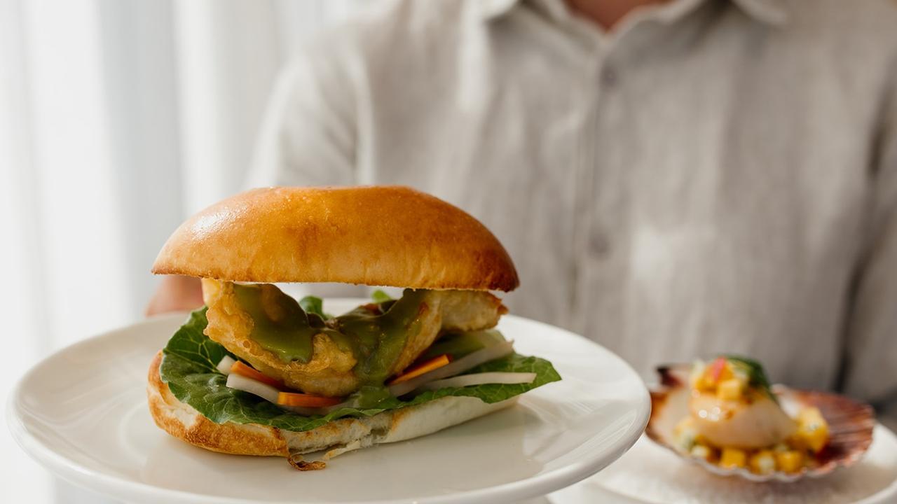 The crispy prawn roll at Pipi's in Coolangatta.