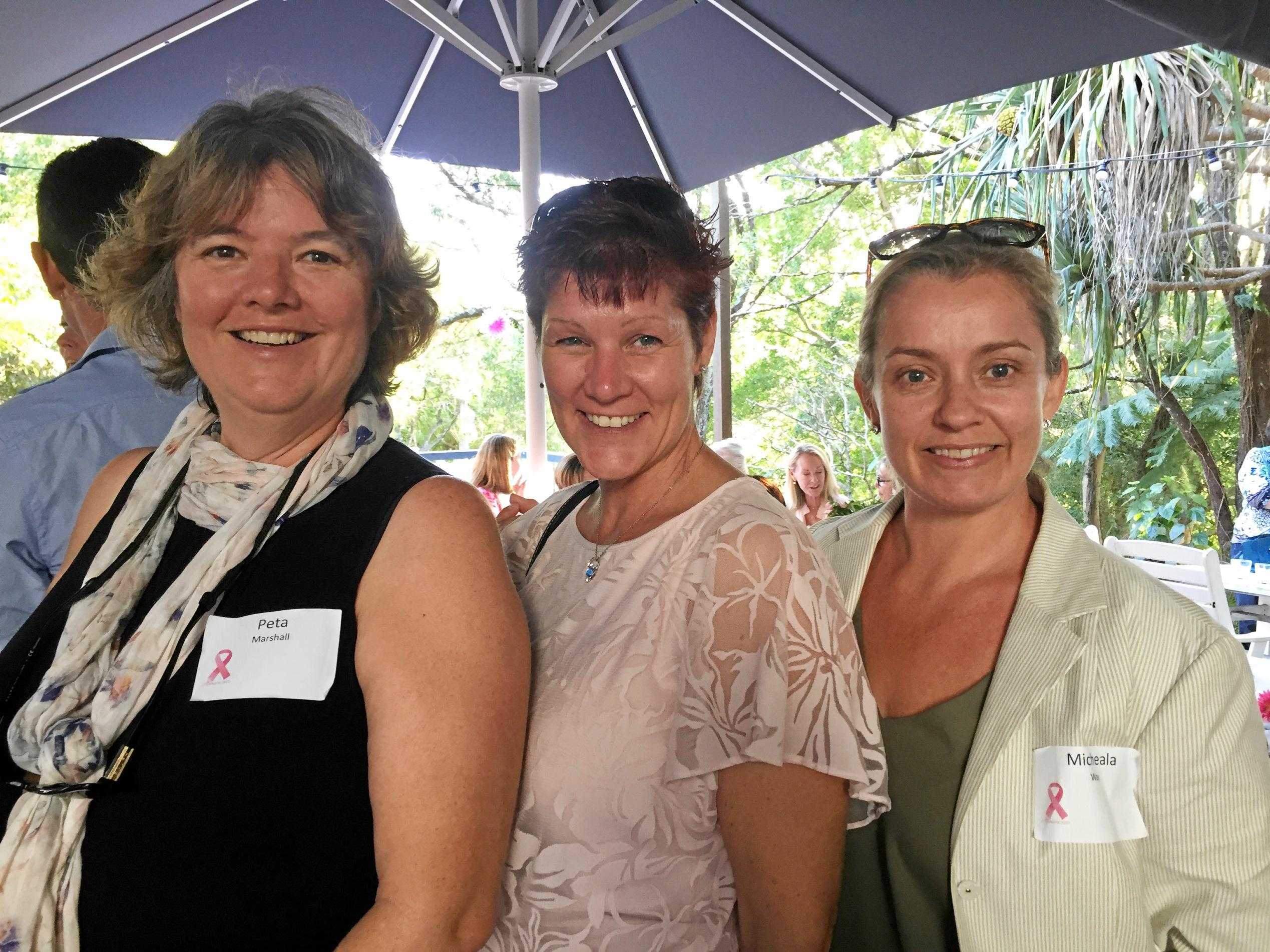 CANCER FUNDRAISER: Peta Marshall, Debbie Strong and Michaela Way. Picture: Caitlin Zerafa