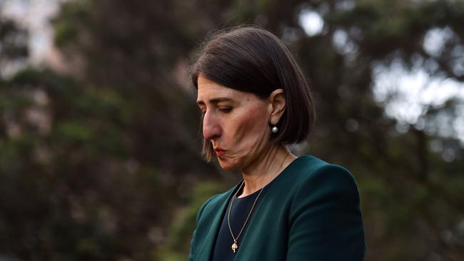 Gladys Berejiklian during a press conference after giving evidence at the NSW Independent Commission Against Corruption yesterday. Photo: Sam Mooy/Getty Images