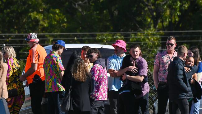 His loved ones wore bright coloured shirts and ‘goofy hats’ to celebrate Antonio. Picture: NCA NewsWire / Naomi Jellicoe
