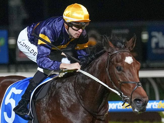 La Fracas (IRE) ridden by Jordan Childs wins the Elite Sportz Maiden Plate at Sportsbet Pakenham on May 23, 2024 in Pakenham, Australia. (Photo by Scott Barbour/Racing Photos via Getty Images)