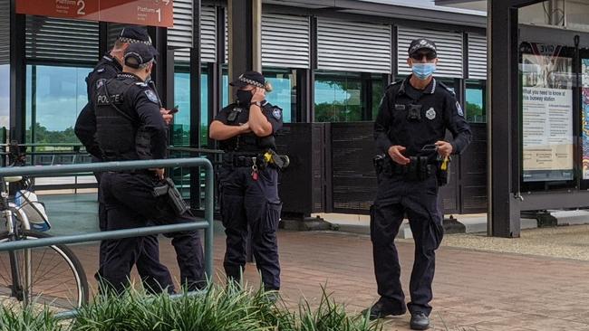 Heavy police presence at the Garden City bus interchange as part of Operation Tango Homeland. Picture: Alex Treacy