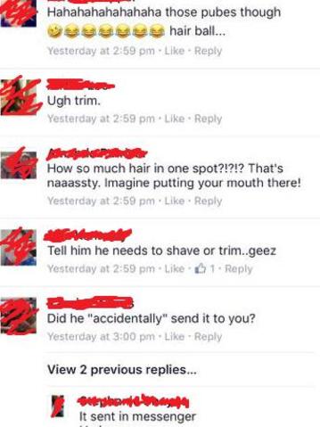 Another conversation sharing a Messenger picture of someone's penis.