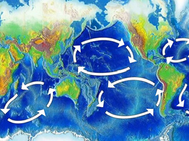 The area of increased plastic particles is located within the North Pacific Gyre, one of the five major ocean gyres. Picture: NOAA