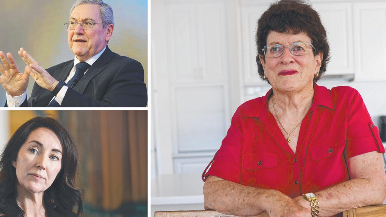 Clockwise from top left: ASIC chair Joe Longo, AustralianSuper victim Heather Cohen and ASFA CEO Mary Delahunty