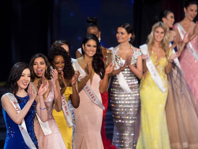 Contestants applaud during the Grand Final of the Miss World 2016 pageant at the MGM National Harbor December 18, 2016 in Oxon Hill, Maryland. Picture: AFP