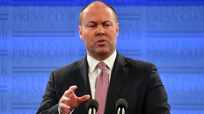 Treasurer Josh Frydenberg at the National Press Club in Canberra on Tuesday.