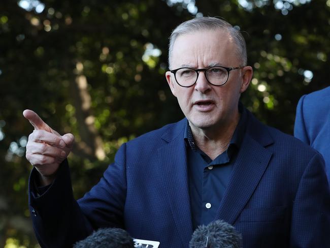 Labor leader Anthony Albanese made a pointed remark about Mr Morrison’s earlier comments. Picture: Liam Kidston