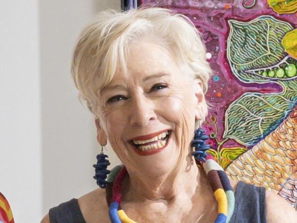 Australian artist Del Kathryn Barton and Maggie Beer at the National Portrait Gallery in Canberra for the unveiling of a new Maggie Beer portrait on December  7, 2023. Picture: Supplied / National Portrait Gallery