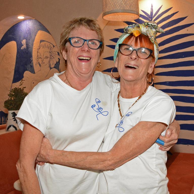 Karen and Liz Fines at opening of Maman Restaurant in Burleigh Heads. Picture: Regina King.