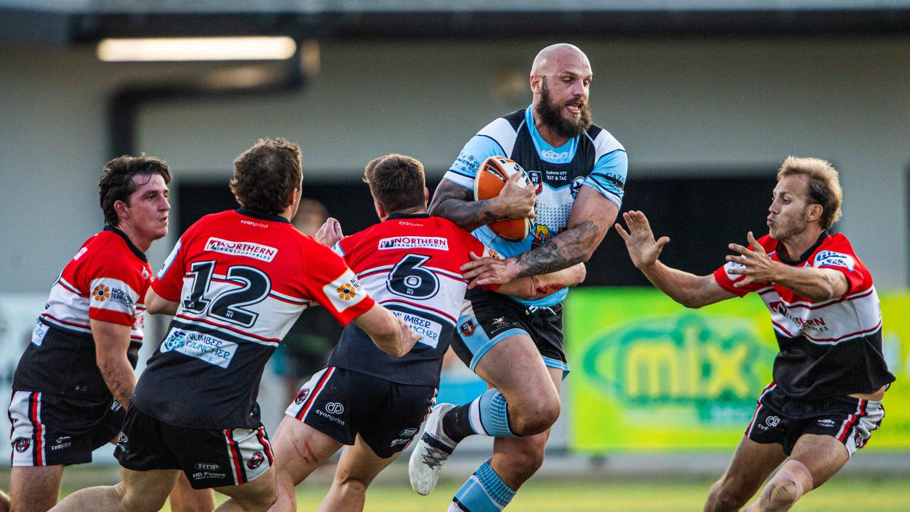 Clint Chettle as Northern Sharks take on Litchfield Bears in the 2023 NRL NT grand final. Picture: Pema Tamang Pakhrin